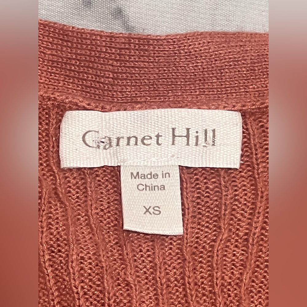 55% Linen 45% Cotton Brown Toned Pink Button Sleeveless Ribbed Vest XS - Picture 4 of 12
